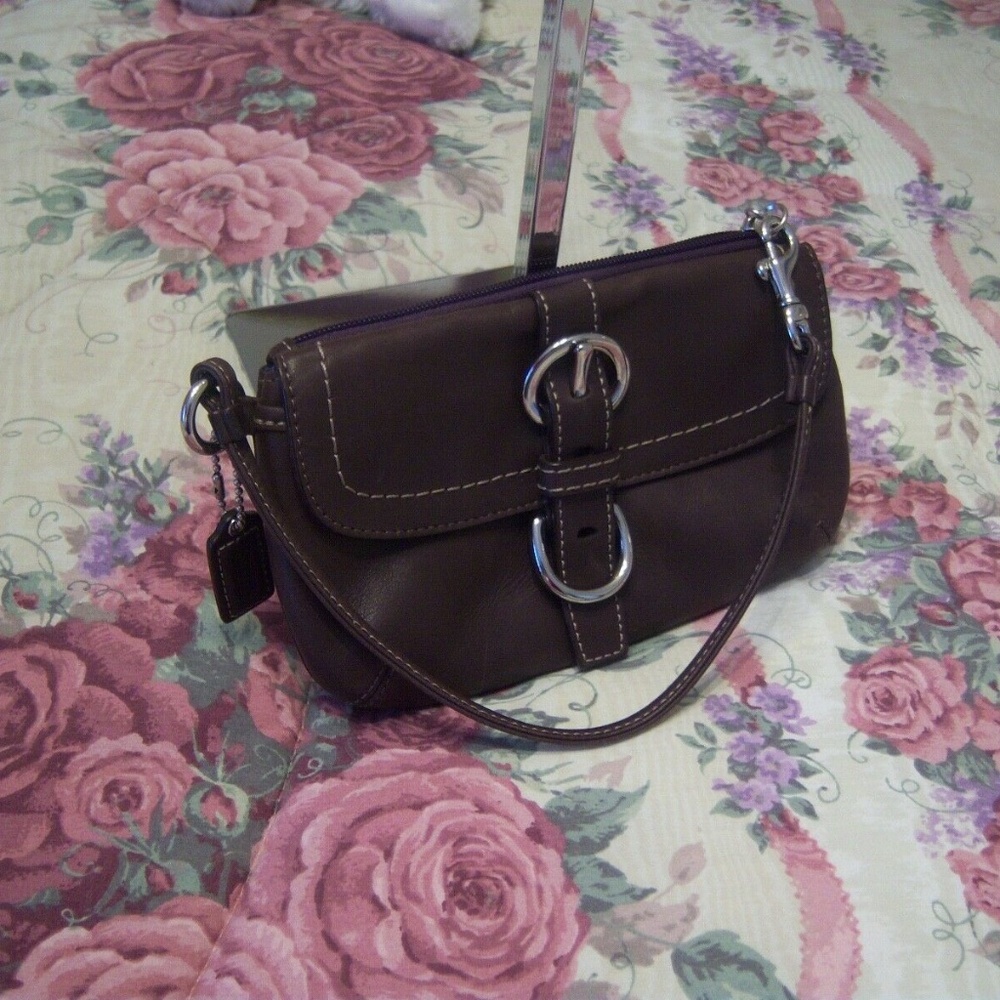 COACH Brown Leather Soho Flap Wallet Wristlet